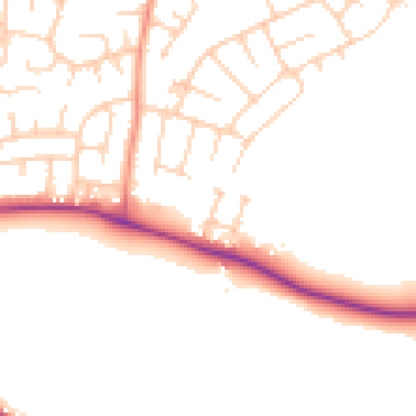 Daytime road noise heatmap for LS25 2FD