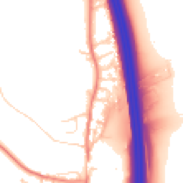 Daytime road noise heatmap for LS25 3AQ