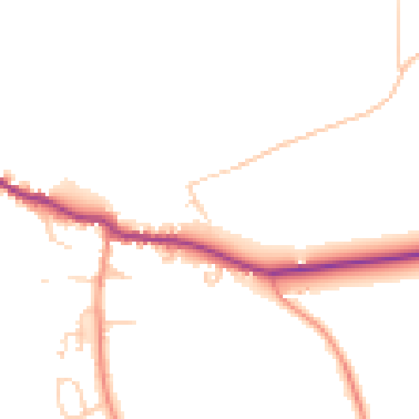 Daytime road noise heatmap for LS25 5EU