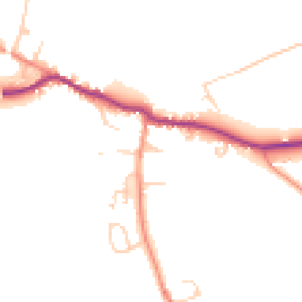 Daytime road noise heatmap for LS25 5EY