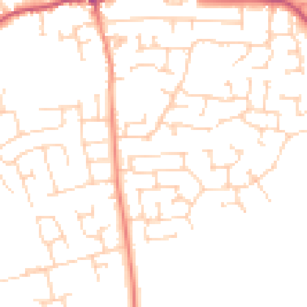 Daytime road noise heatmap for LS25 6GE