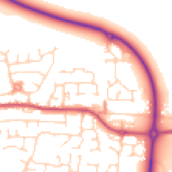 Daytime road noise heatmap for LS25 6LE