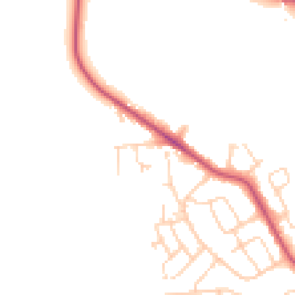 Daytime road noise heatmap for LS25 7EB