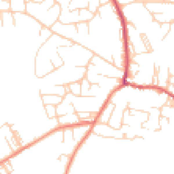 Daytime road noise heatmap for LS25 7JW