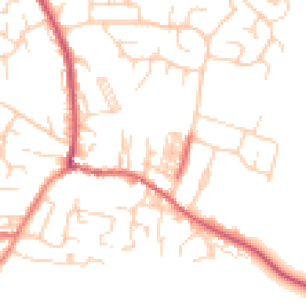 Daytime road noise heatmap for LS25 7QA