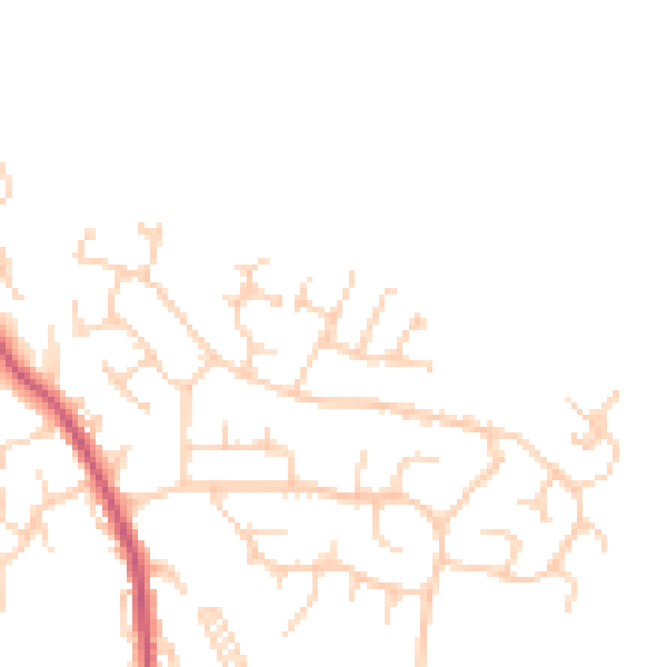 Daytime road noise heatmap for LS25 7QU