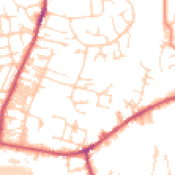 Daytime road noise heatmap for LS28 5BE