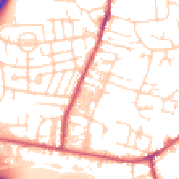 Daytime road noise heatmap for LS28 5BL