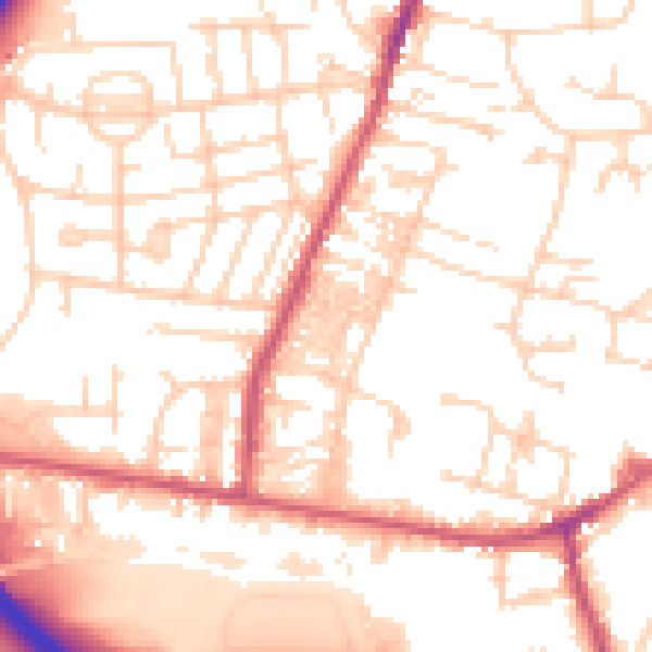 Daytime road noise heatmap for LS28 5BT