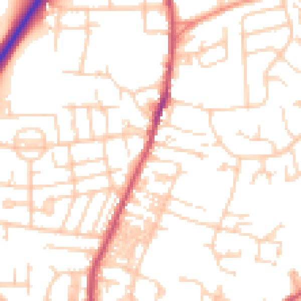 Daytime road noise heatmap for LS28 5DB