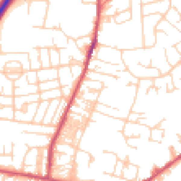 Daytime road noise heatmap for LS28 5DN