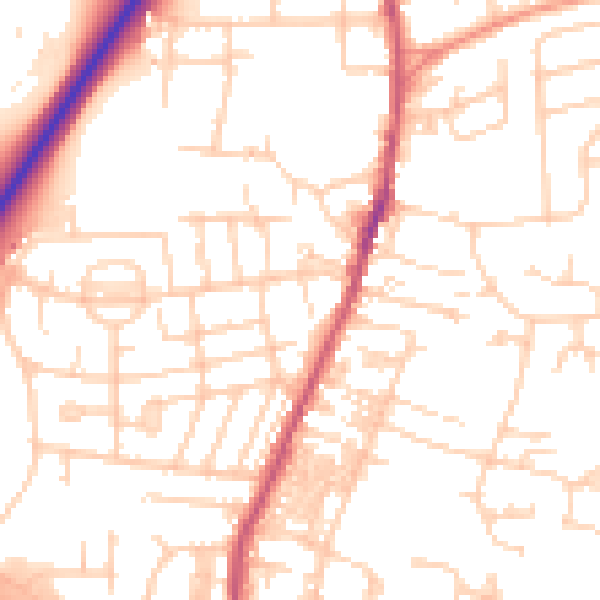 Daytime road noise heatmap for LS28 5HB