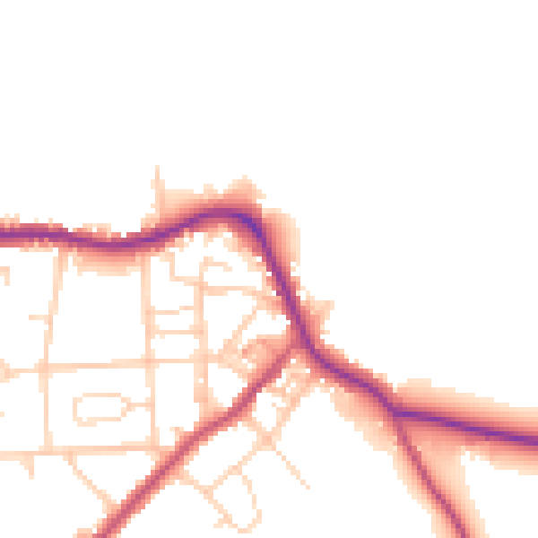 Daytime road noise heatmap for LS28 5NF