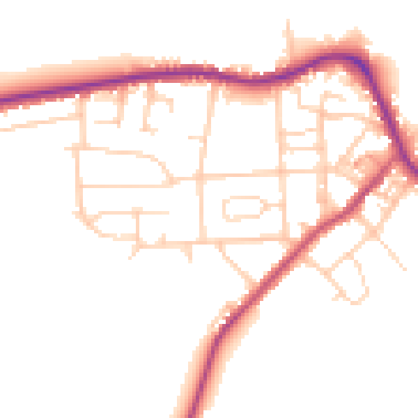 Daytime road noise heatmap for LS28 5PU