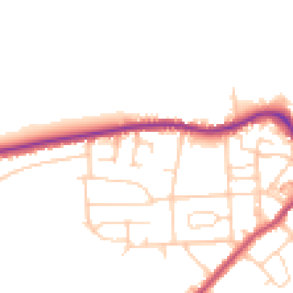 Daytime road noise heatmap for LS28 5SZ