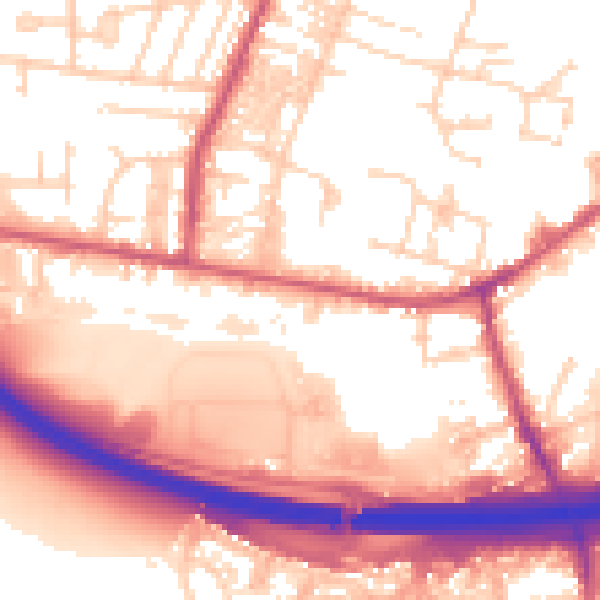 Daytime road noise heatmap for LS28 6AT