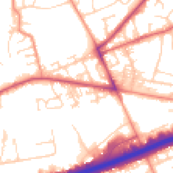 Daytime road noise heatmap for LS28 6NB