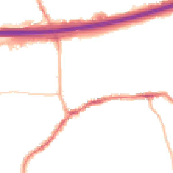 Night-time road noise heatmap for LS28 7BP