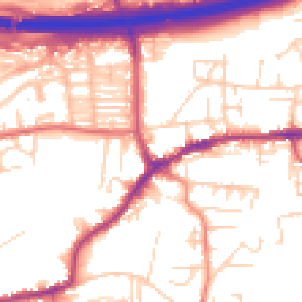 Daytime road noise heatmap for LS28 7DR