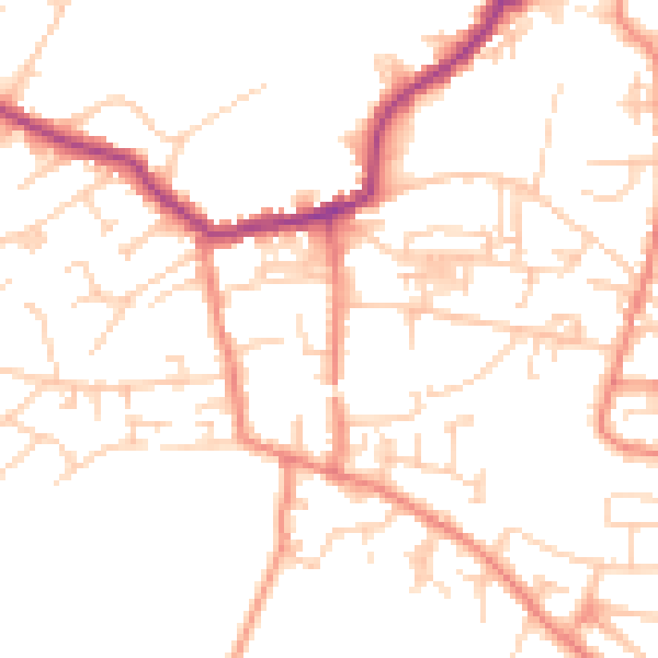 Daytime road noise heatmap for LS28 8PL