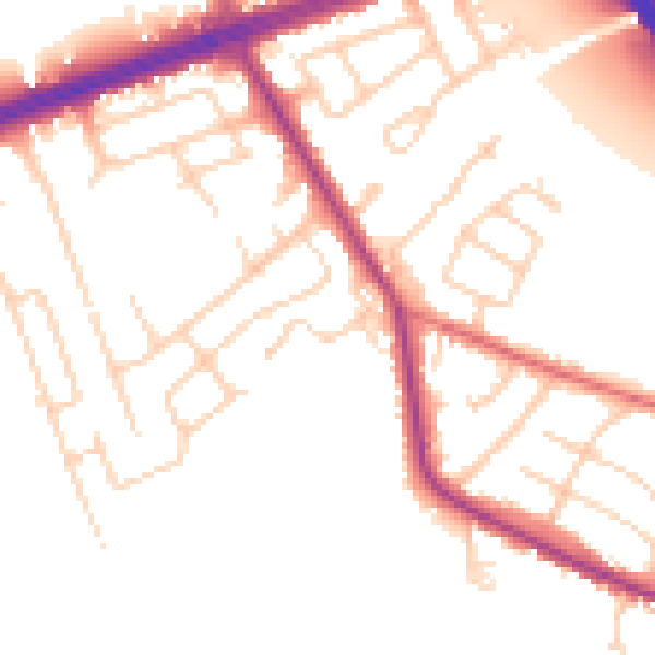 Daytime road noise heatmap for LS28 8RD