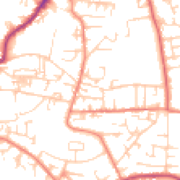 Daytime road noise heatmap for LS28 9ES