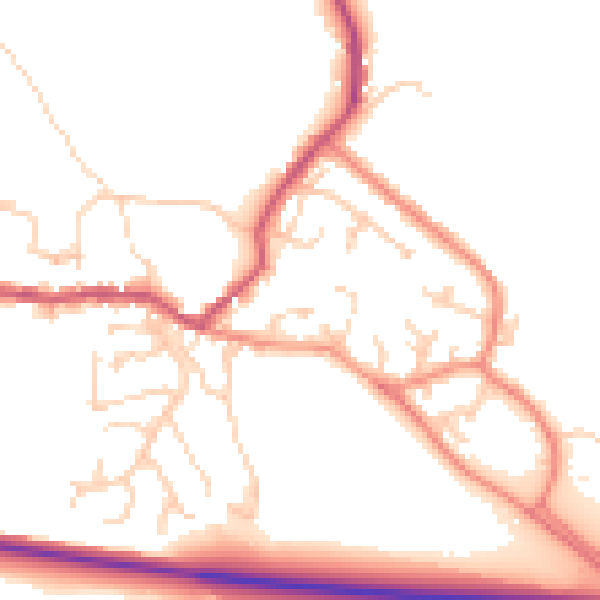 Daytime road noise heatmap for LS29 0SJ