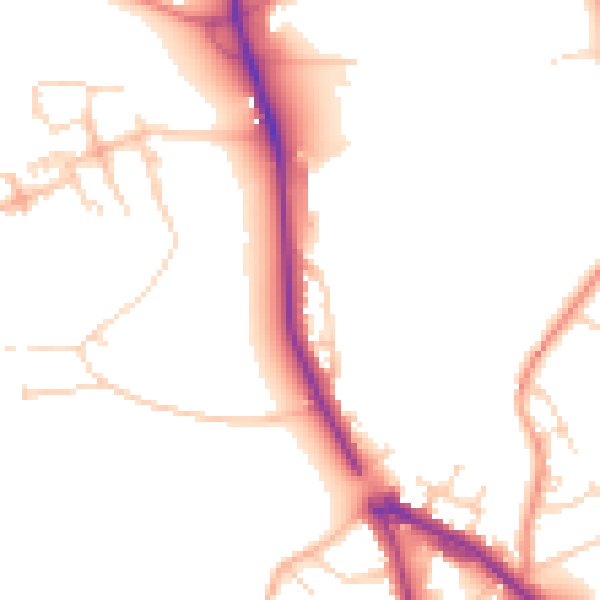 Daytime road noise heatmap for LS29 6AE