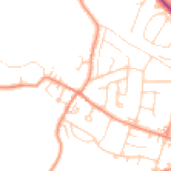 Daytime road noise heatmap for LS29 6EX