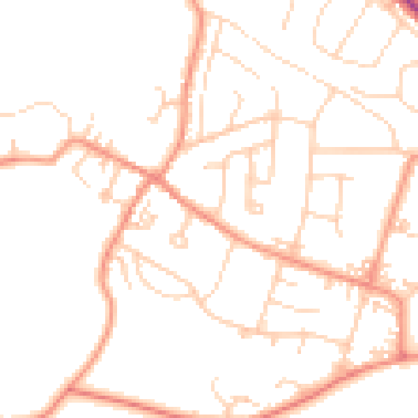 Daytime road noise heatmap for LS29 6NL