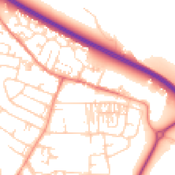 Daytime road noise heatmap for LS29 7BU