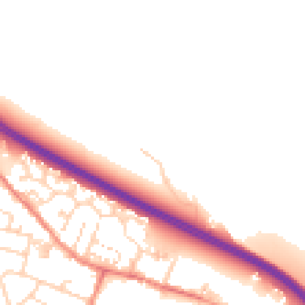 Daytime road noise heatmap for LS29 7DD