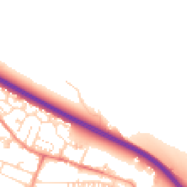 Daytime road noise heatmap for LS29 7FE