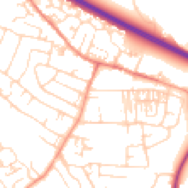 Daytime road noise heatmap for LS29 7NF