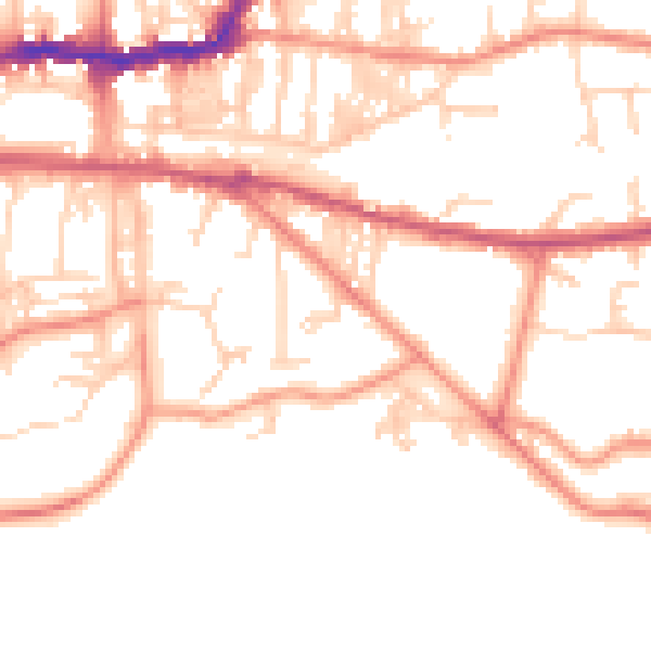 Daytime road noise heatmap for LS29 8TA