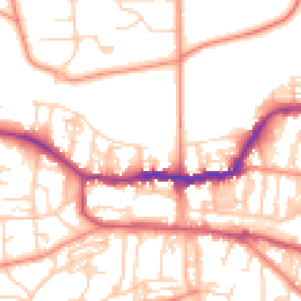 Daytime road noise heatmap for LS29 9FE