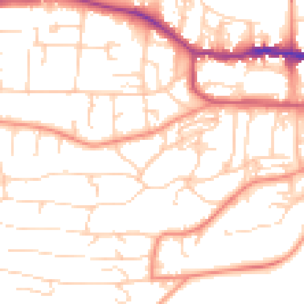 Daytime road noise heatmap for LS29 9PU