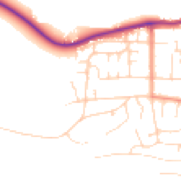 Daytime road noise heatmap for LS29 9TD