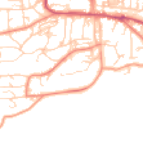 Daytime road noise heatmap for LS29 9TY