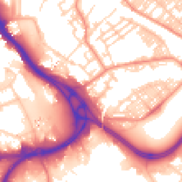 Daytime road noise heatmap for LS9 0AL