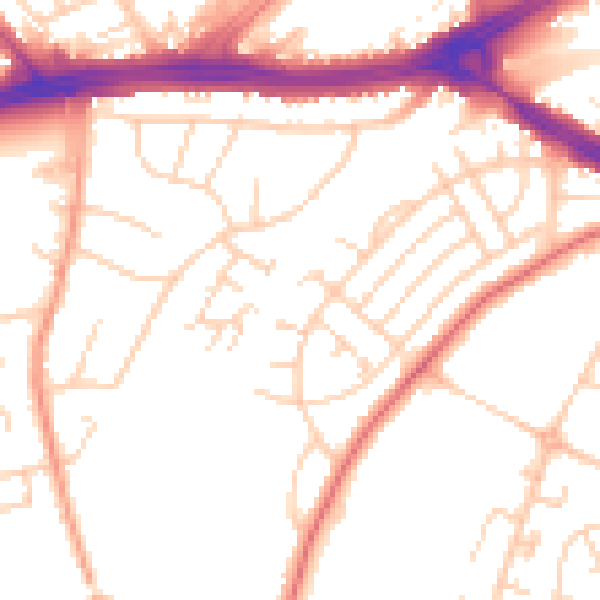 Daytime road noise heatmap for LS9 0AW