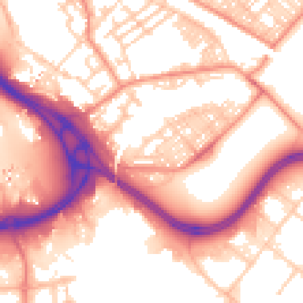 Daytime road noise heatmap for LS9 0BE