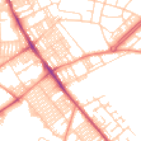 Daytime road noise heatmap for LS9 6AU