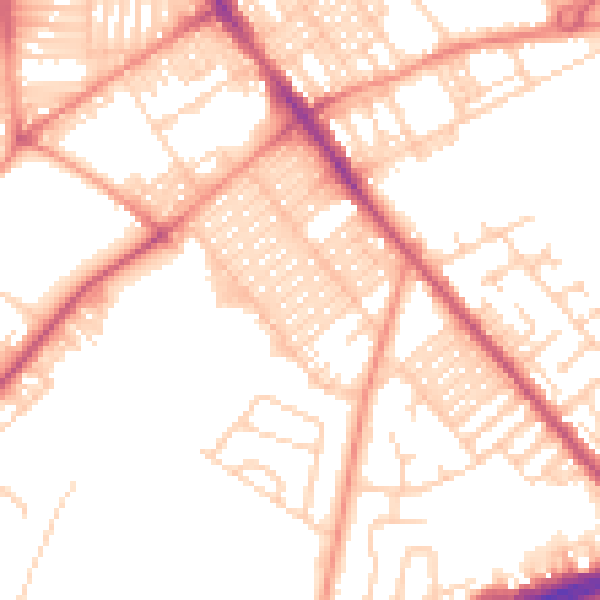 Daytime road noise heatmap for LS9 6ET