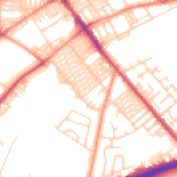 Daytime road noise heatmap for LS9 6EW