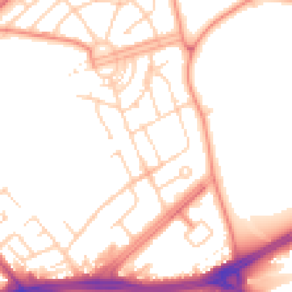 Daytime road noise heatmap for LS9 6QH