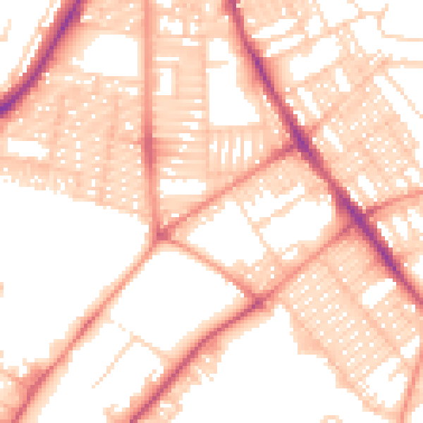 Daytime road noise heatmap for LS9 7AG