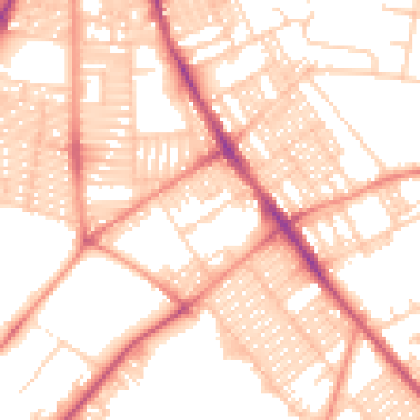 Daytime road noise heatmap for LS9 7AP