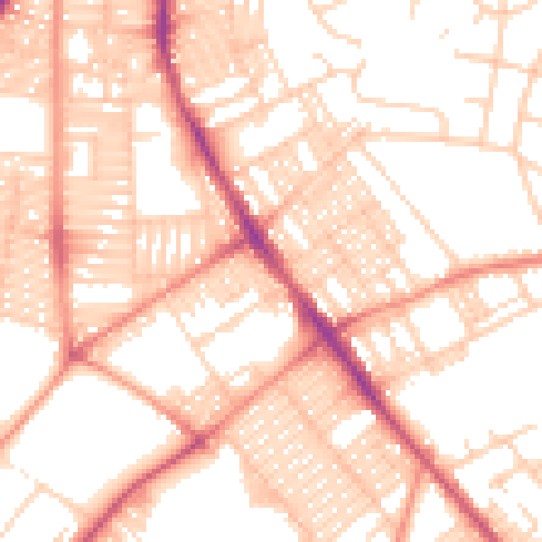 Daytime road noise heatmap for LS9 7BD