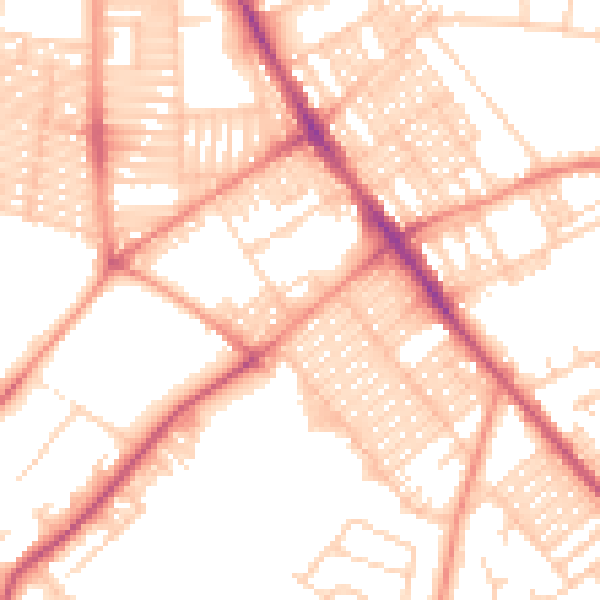 Daytime road noise heatmap for LS9 7BJ